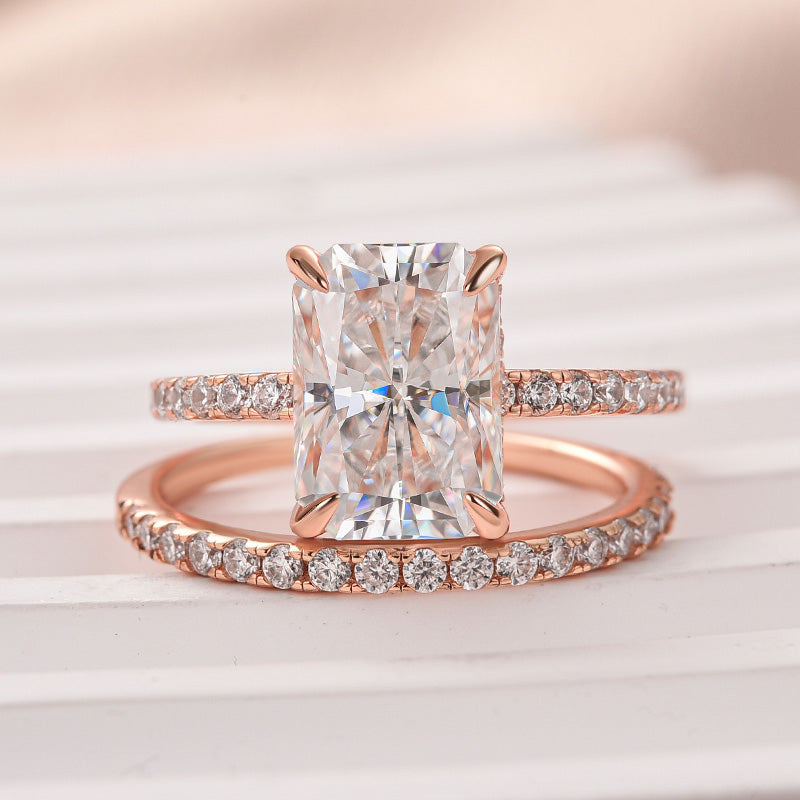 Rodiffy Moissanite 3.5 Ct Radiant Cut Rose Gold Wedding Ring For Women