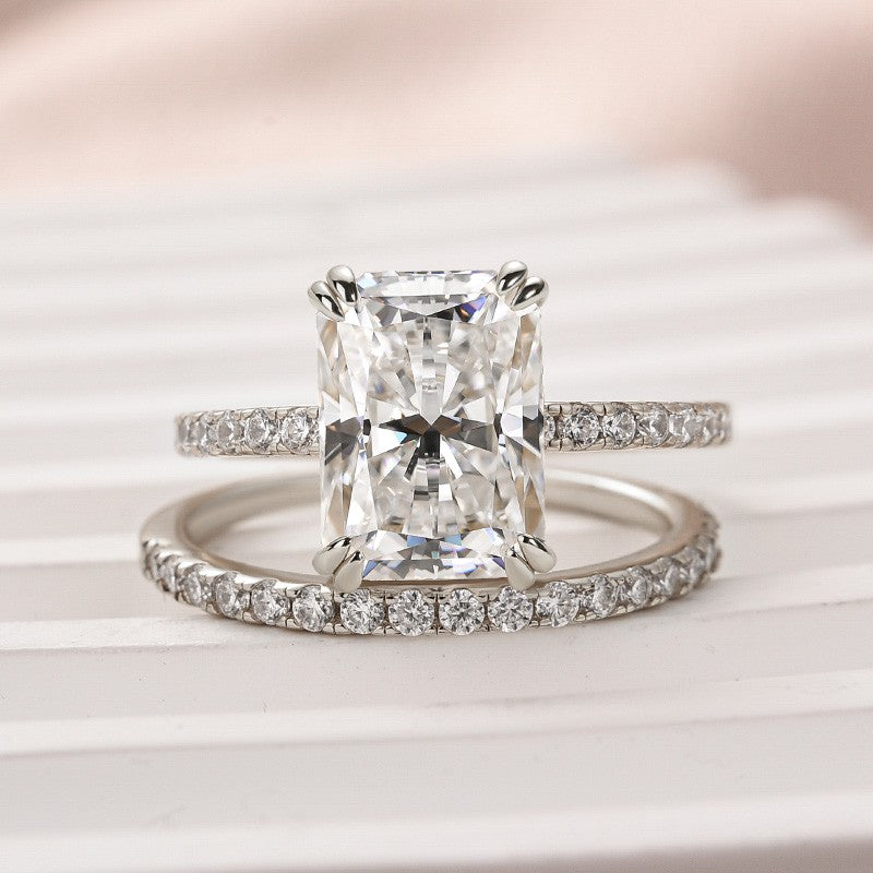 Rodiffy Moissanite 4.5 Ct Radiant Cut White Gold Wedding Ring For Women