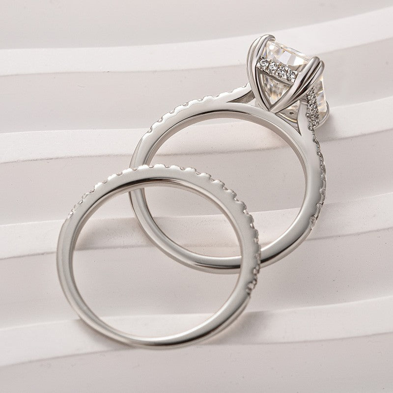 Rodiffy Moissanite 4.5 Ct Radiant Cut White Gold Wedding Ring For Women