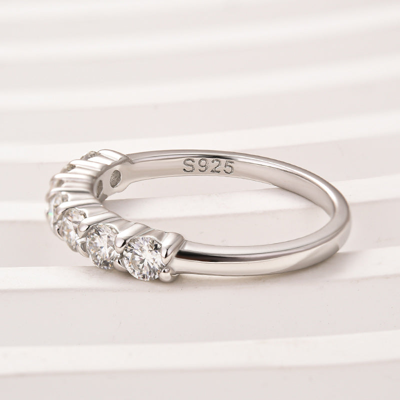 Rodiffy Moissanite 0.7Ct Round Cut White Gold Women's Wedding Band