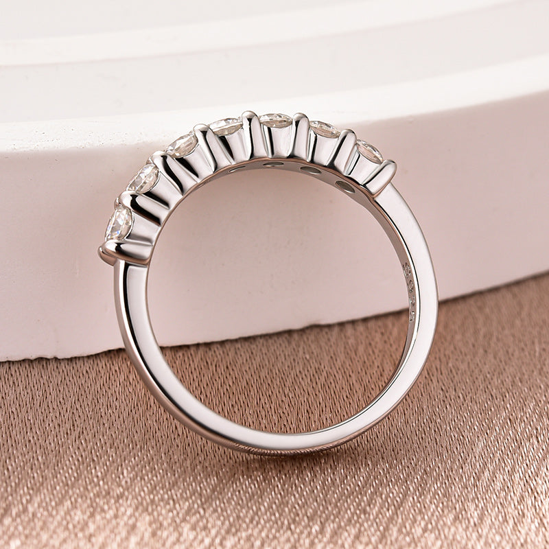Rodiffy Moissanite 0.7Ct Round Cut White Gold Women's Wedding Band