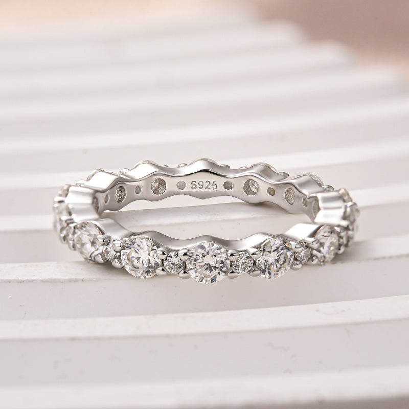 Rodiffy Moissanite 1.65 Ct Round Cut Full Wedding Band for Women
