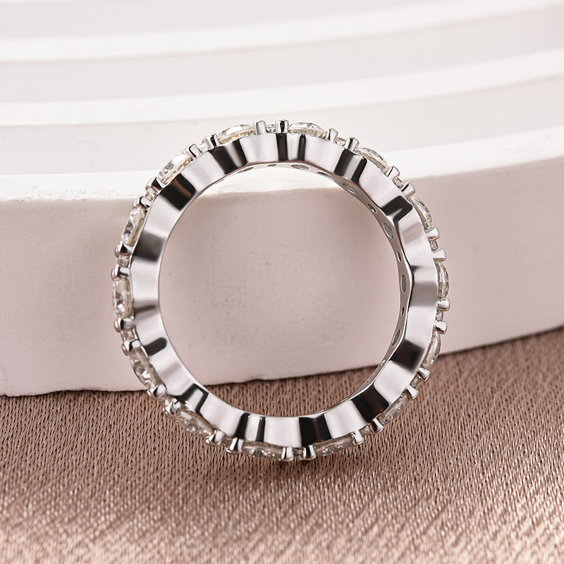 Rodiffy Moissanite 1.65 Ct Round Cut Full Wedding Band for Women