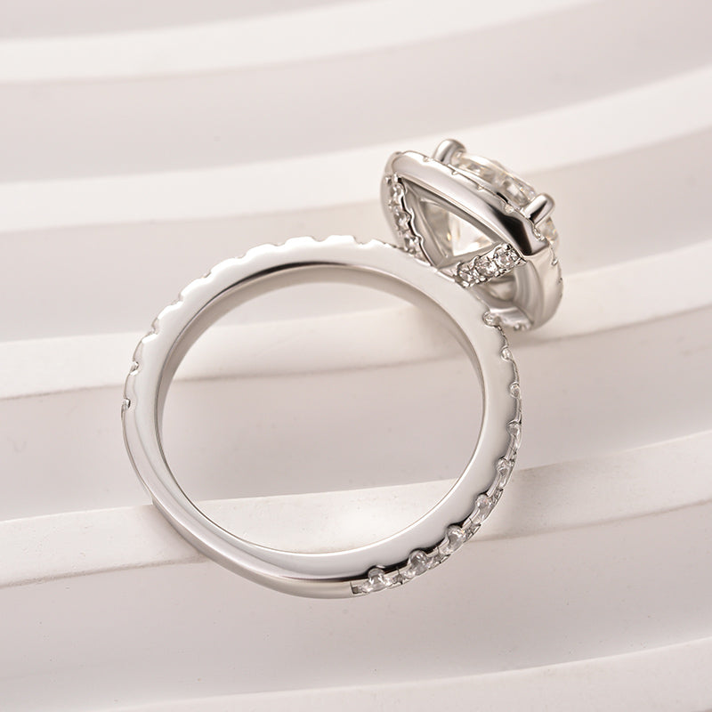 Rodiffy Moissanite 2.0 Ct Halo Round Cut White Gold Promise Ring