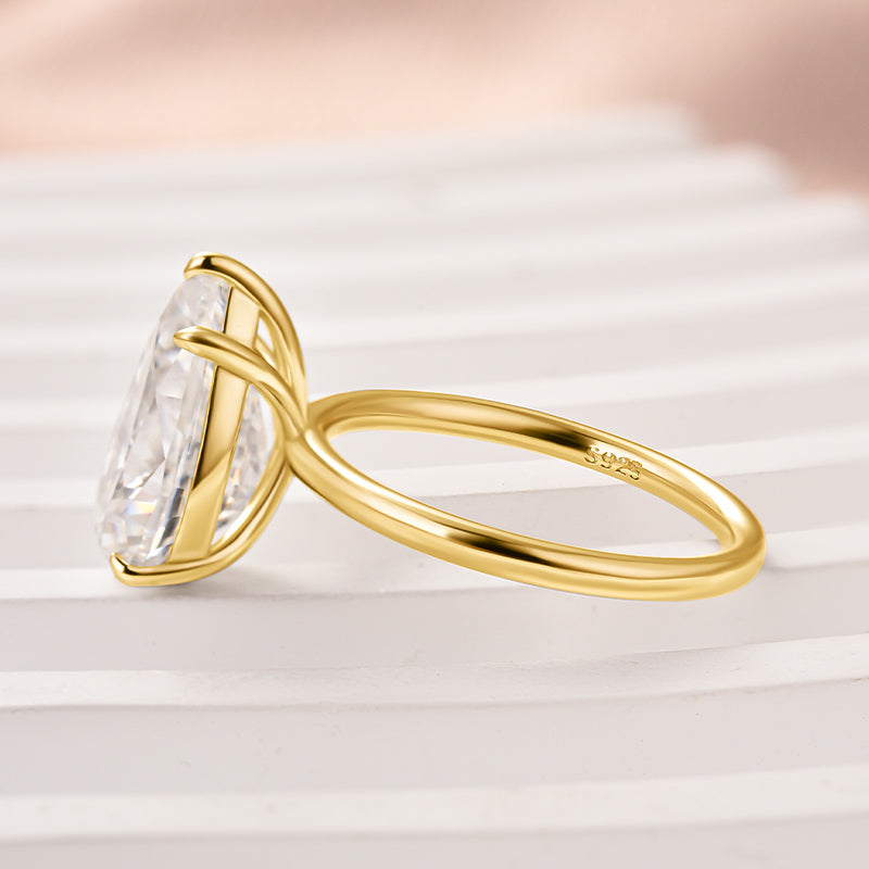 Rodiffy Moissanite 4.0 Ct Pear Cut Yellow Gold Engagement Ring For Women