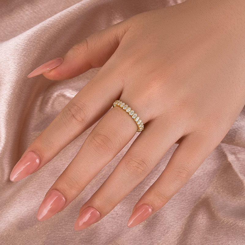Rodiffy Moissanite 3.0 Ct Oval Cut Full Yellow Gold Wedding Band for Women