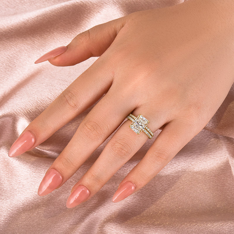 Rodiffy Moissanite 3.5 Ct Radiant Cut Yellow Gold Wedding Ring For Women
