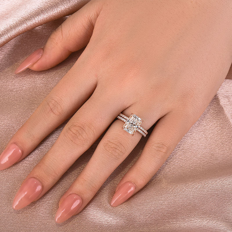 Rodiffy Moissanite 3.5 Ct Radiant Cut Rose Gold Wedding Ring For Women