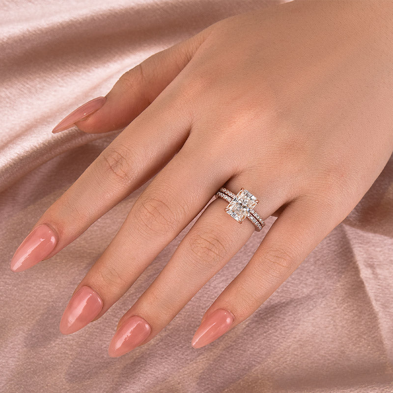Rodiffy Moissanite 3.5 Ct Radiant Cut Rose Gold Wedding Ring For Women