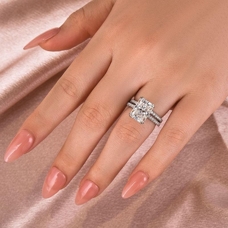 Rodiffy Moissanite 4.5 Ct Radiant Cut White Gold Wedding Ring For Women