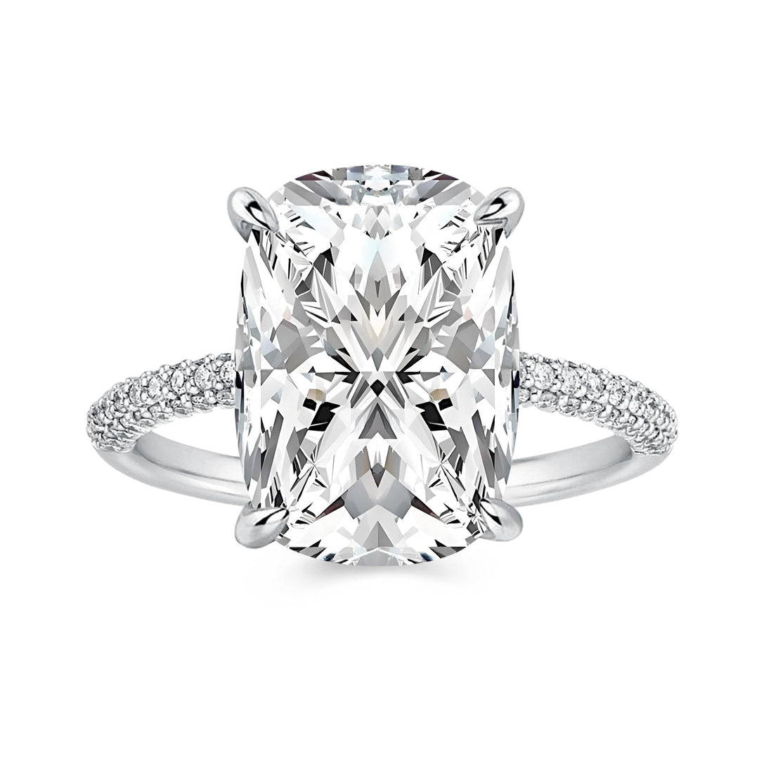 Moissanite 4.0Ct Cushion Cut White Gold Engagement Ring