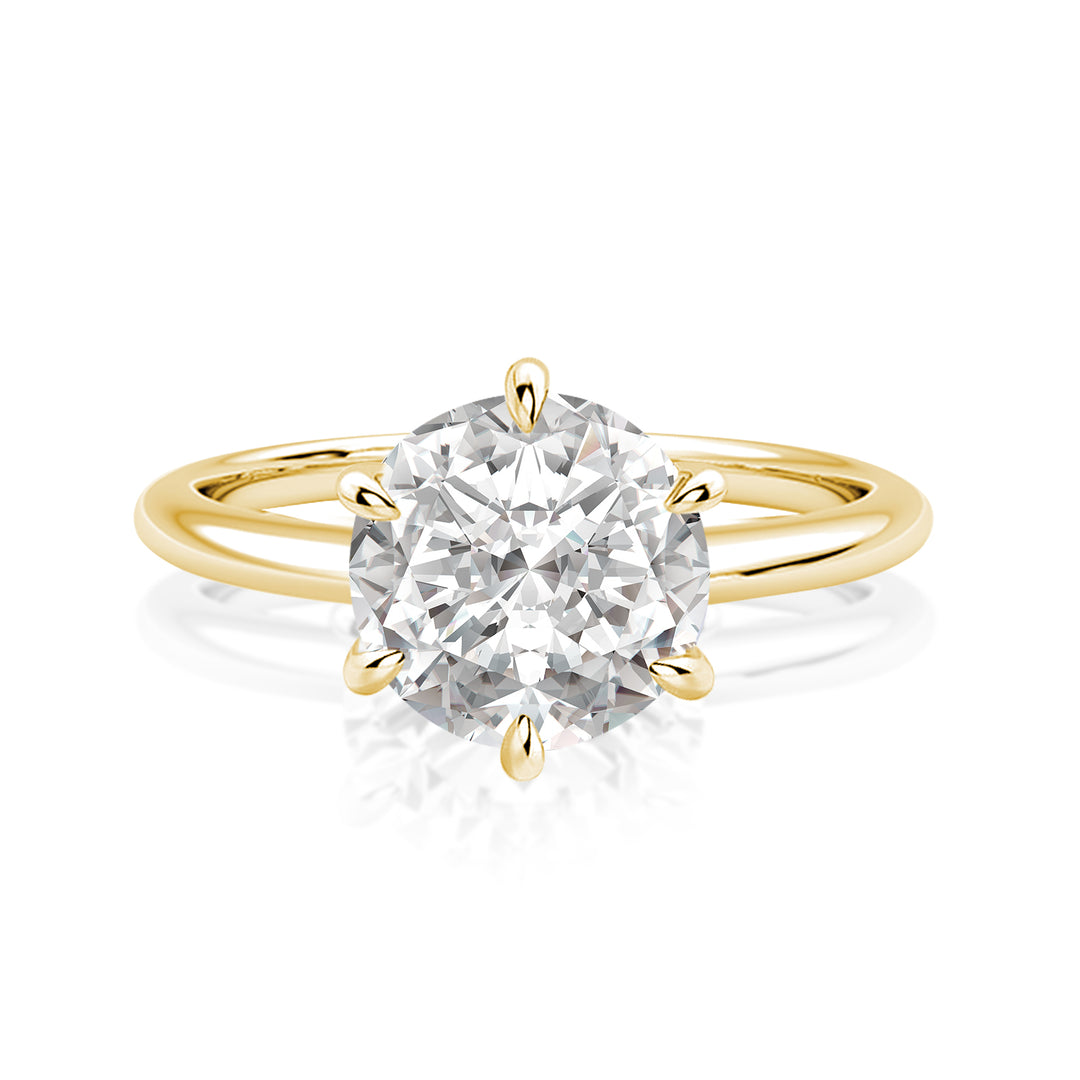 Rodiffy Moissanite 2.0 Ct Round Cut 6 Prong Yellow Gold Engagement Ring