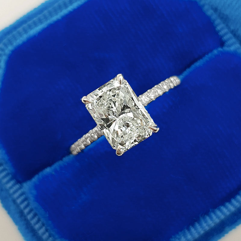 Rodiffy Moissanite 2.0 Ct~3.5 Ct Radiant Cut White Gold Engagement Ring For Women