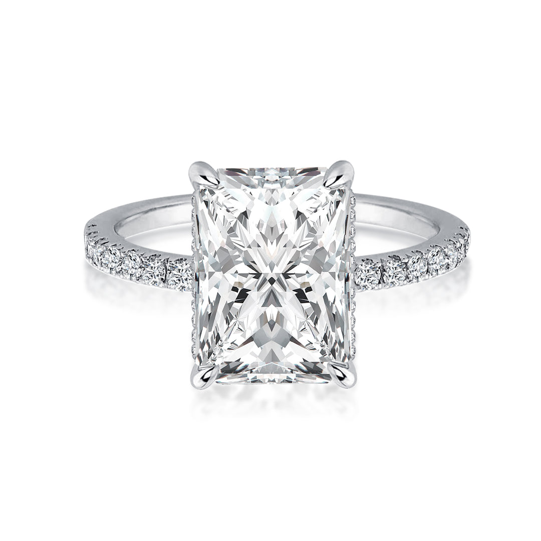 Rodiffy Moissanite 2.0 Ct~3.5 Ct Radiant Cut White Gold Engagement Ring For Women
