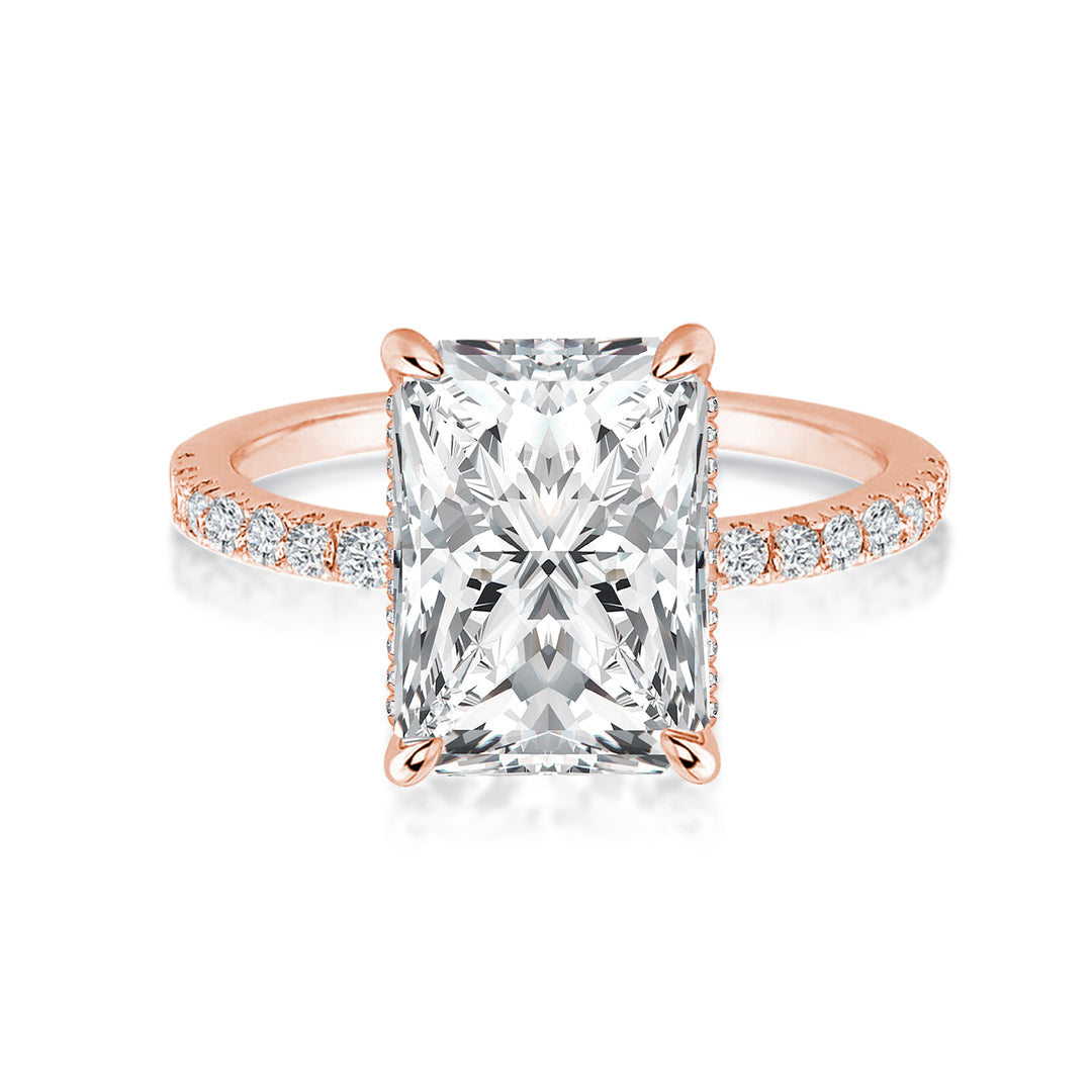 Rodiffy Moissanite 2.0 Ct~3.5 Ct Radiant Cut Rose Gold Engagement Ring For Women