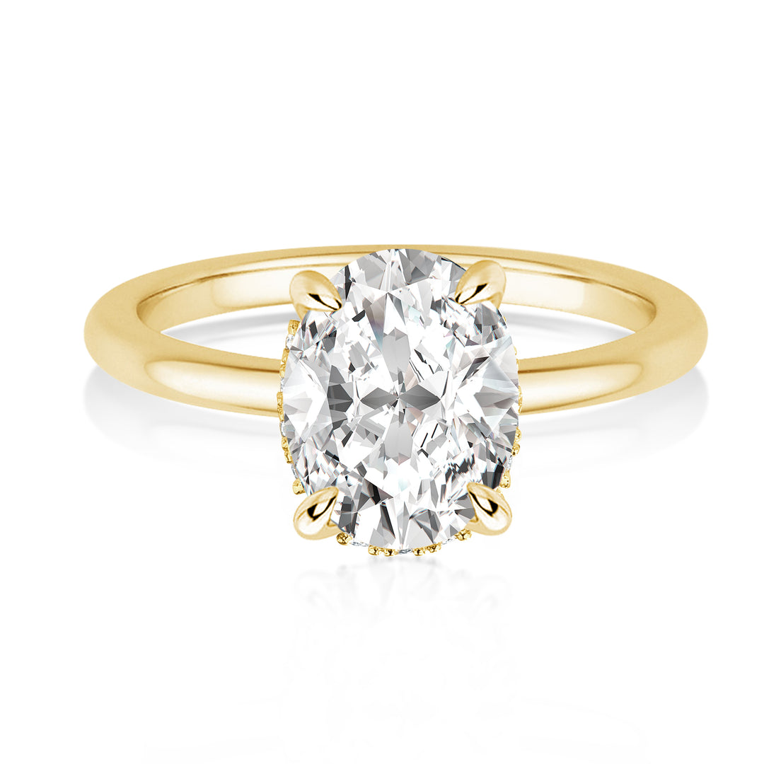 Rodiffy Moissanite 2.0 Ct Solitaire Oval Cut Yellow Gold Promise Ring