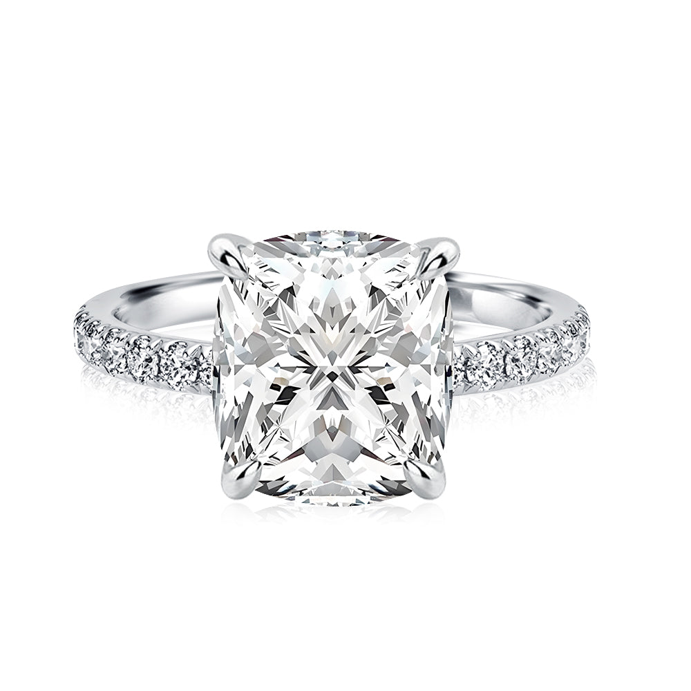 Rodiffy Moissanite 3.0 Ct Cushion Cut White Gold Engagement Ring For Women