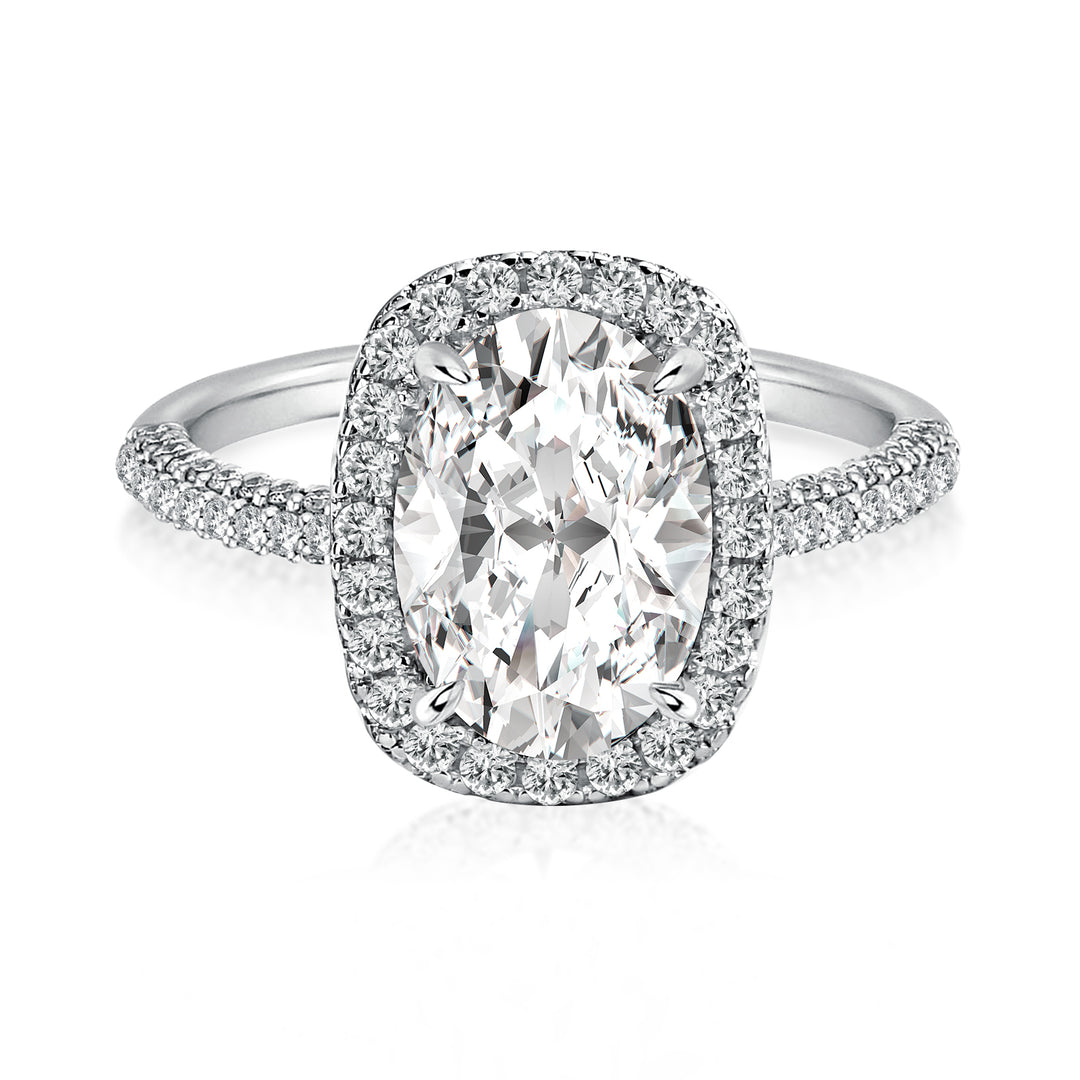 Rodiffy Moissanite 2.5 Ct Halo Oval Cut Promise Ring For Women