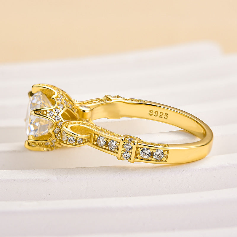 Rodiffy Moissanite 2.0Ct Round Cut Yellow Gold Promise Bridal Ring