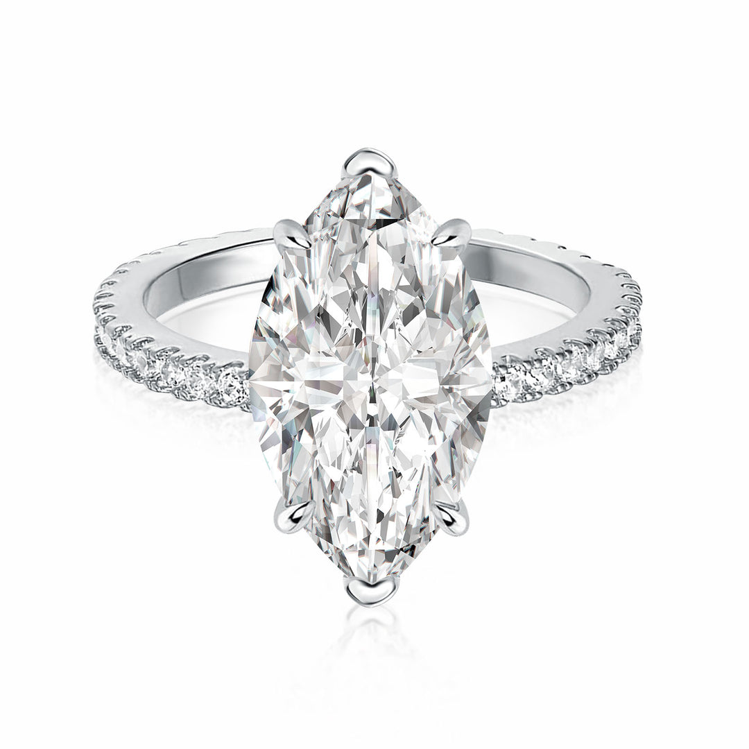 Rodiffy Moissanite 4.0 Ct Marquise Cut White Gold Half-Coverage Engagement Ring