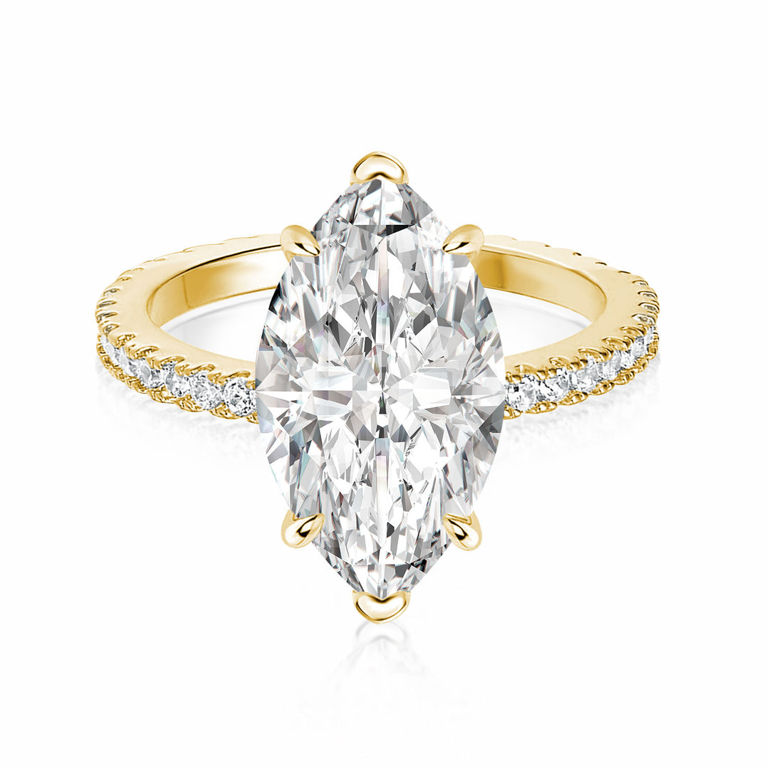Rodiffy Moissanite 4.0 Ct Marquise Cut Yellow Gold Half-Coverage Engagement Ring