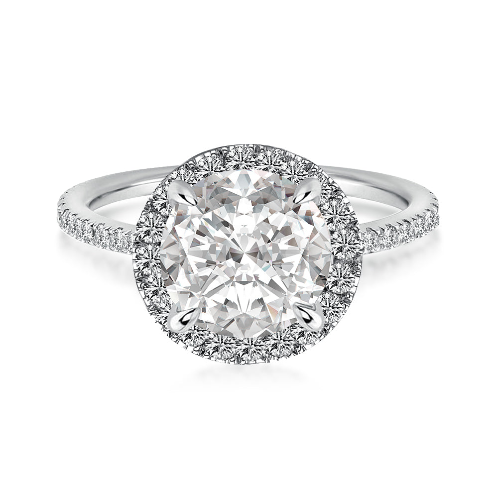 Rodiffy Moissanite 2.0 Ct Halo Round Cut White Gold Engagement Ring