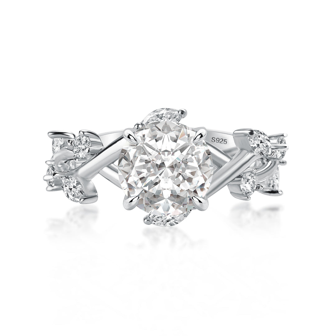 Rodiffy Moissanite 2.0 Ct Vintage Vine Design Engagement Ring