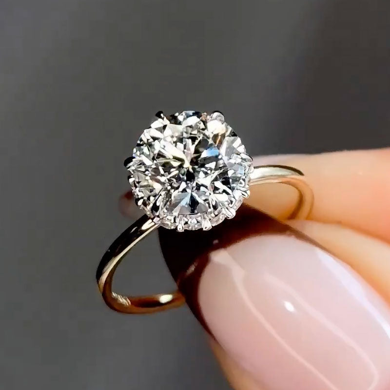 Rodiffy Moissanite Two-tone 2.0 Ct Round Cut Promise Ring For Women