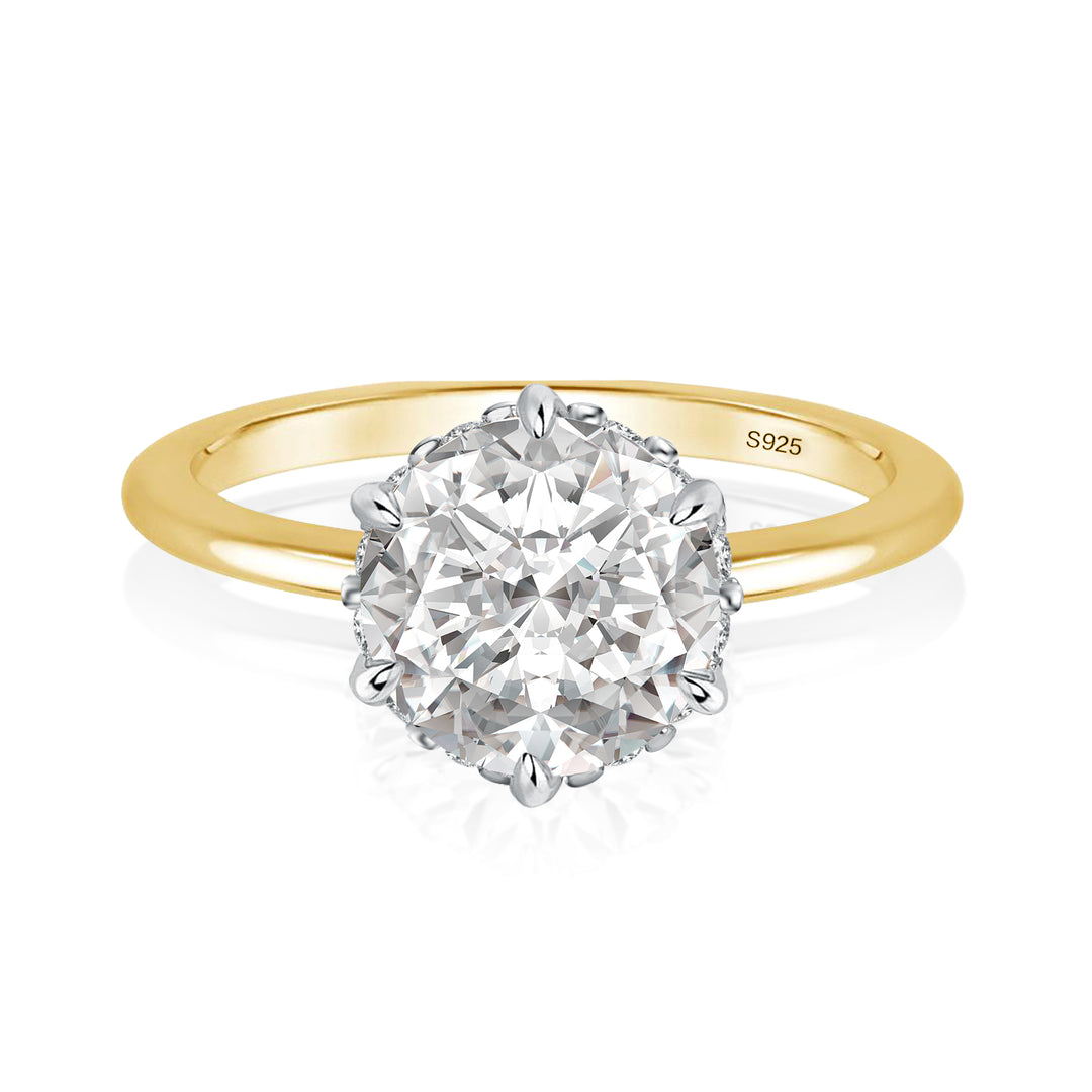 Rodiffy Moissanite Two-tone 2.0 Ct Round Cut Promise Ring For Women