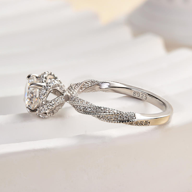 Rodiffy Moissanite 1.0 Ct Flower Design Promise Ring For Women