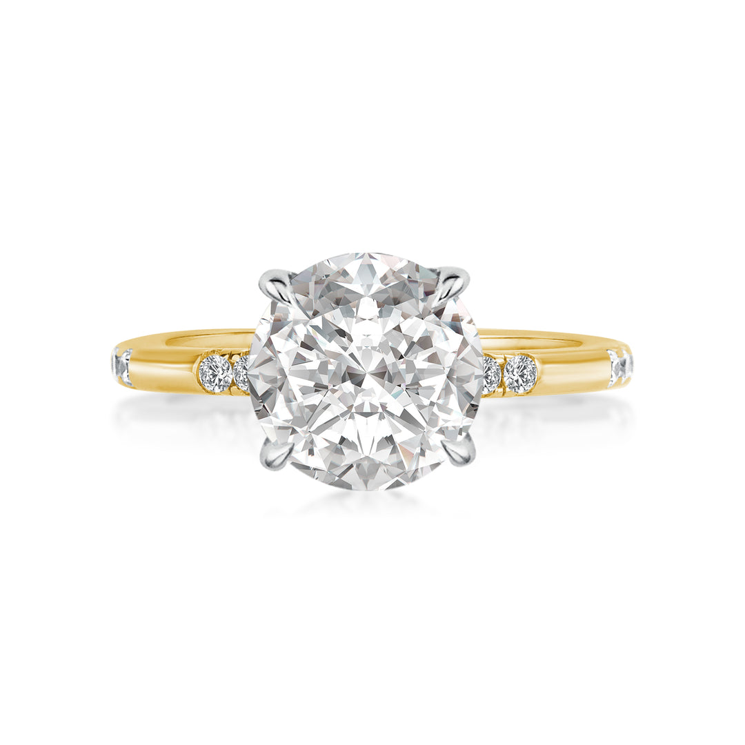 Rodiffy Moissanite 2.0Ct Round Cut Elegant Two-tone Engagement Ring