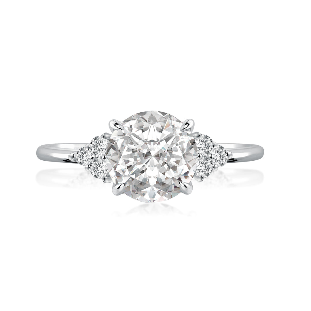 1.2 Ct Round Cut White Gold Triple Moissanite Diamond Engagement Ring