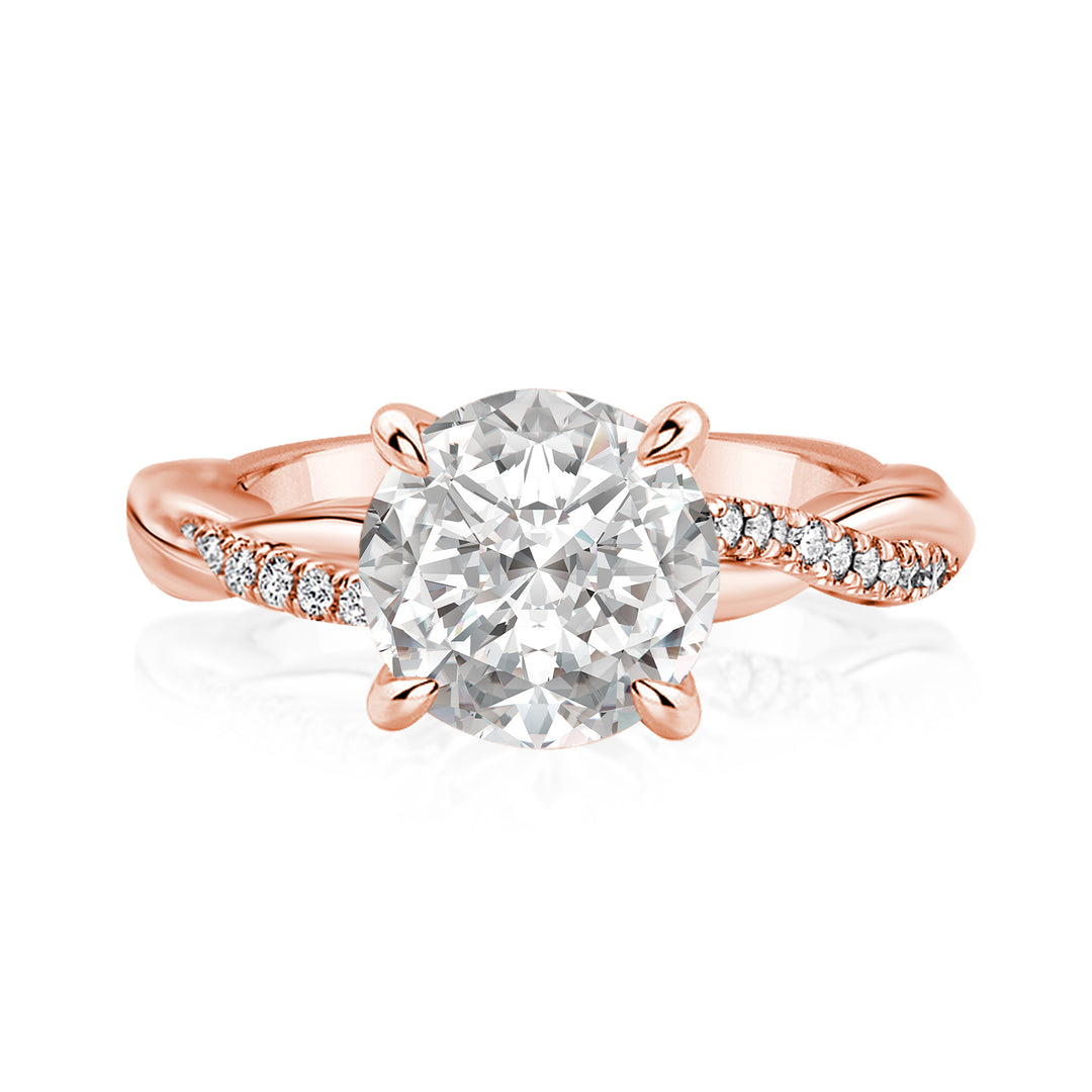 Rodiffy Moissanite 2.0 Ct Twist Rose Gold Pave Promise Bridal Ring