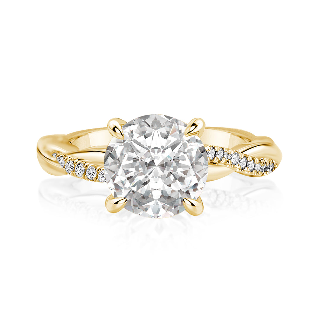 Rodiffy Moissanite 1.2Ct~2.0 Ct Twist Yellow Gold Pave Promise Bridal Ring