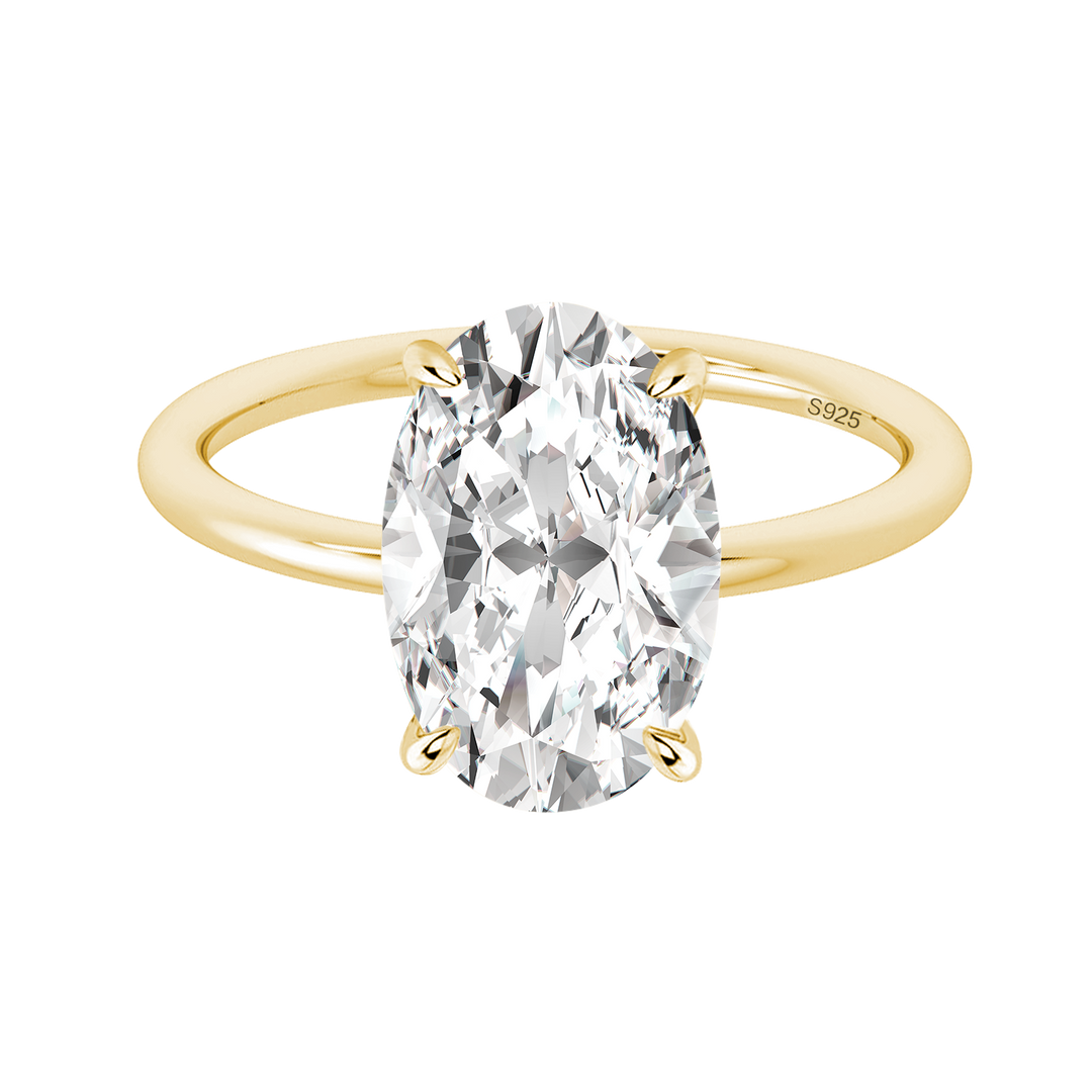 Rodiffy Moissanite 2.0 Ct ~5.5 Ct Oval Cut Yellow Gold Promise Ring For Women