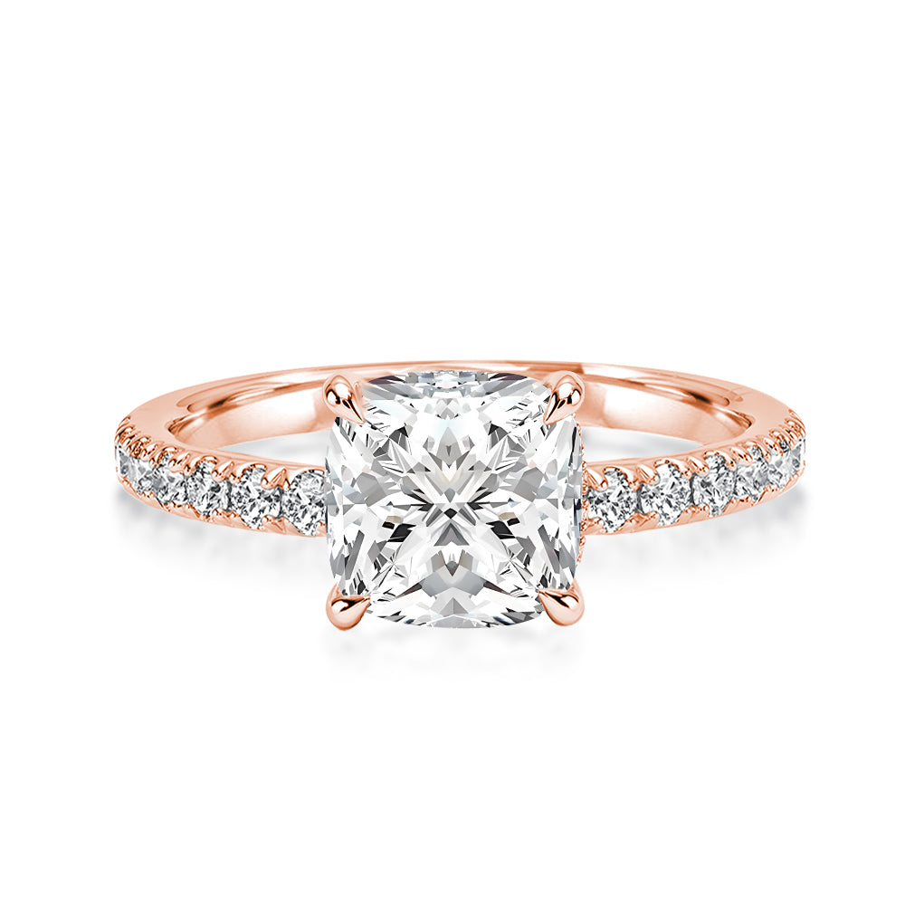 Rodiffy Moissanite 2.0 Ct Square Cushion Rose Gold Bridal Ring