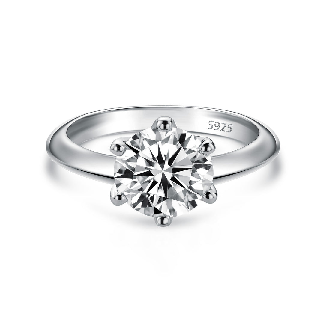 Rodiffy Moissanite 2.0 Ct ~3.0Ct Round Cut 6 Prong White Gold Engagement Ring
