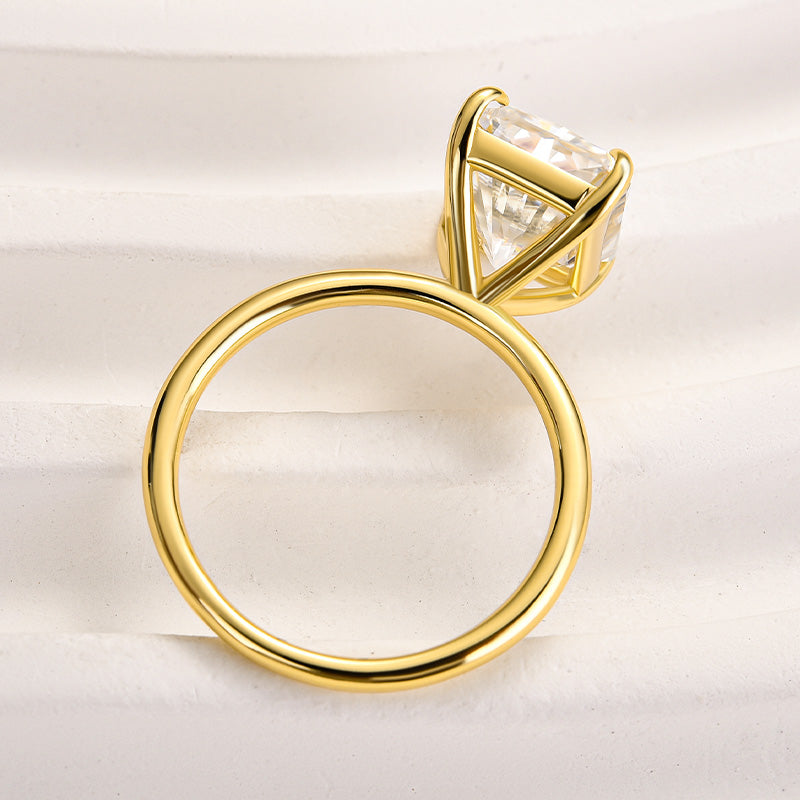 Rodiffy Moissanite 3.5Ct~4.5 Ct Radiant Cut Yellow Gold Engagement Ring