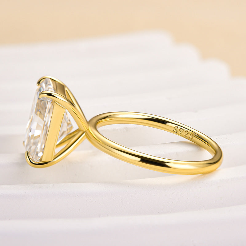 Rodiffy Moissanite 3.5Ct~4.5 Ct Radiant Cut Yellow Gold Engagement Ring