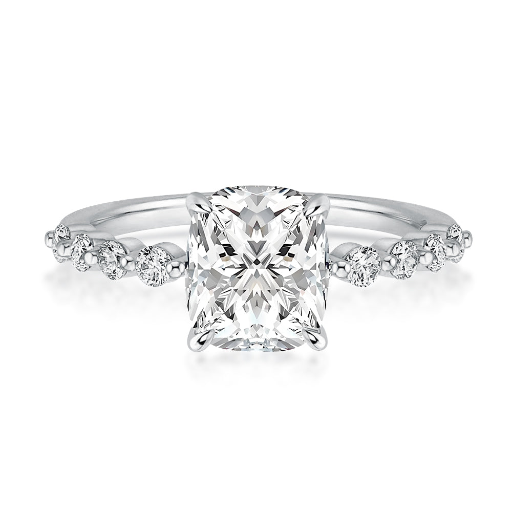 Rodiffy Moissanite 2.0 Ct White Gold Cushion Cut Bridal Ring
