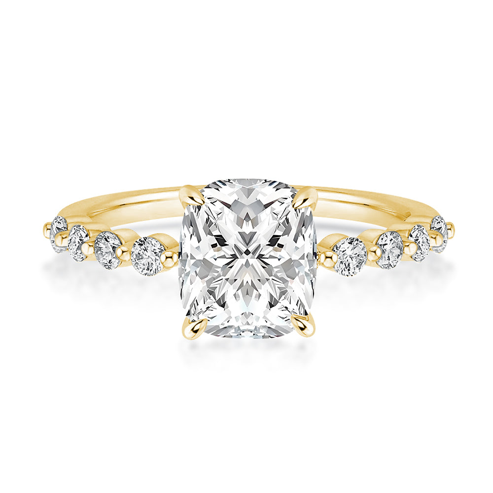 Rodiffy Moissanite 2.0 Ct Yellow Gold Cushion Cut Bridal Ring