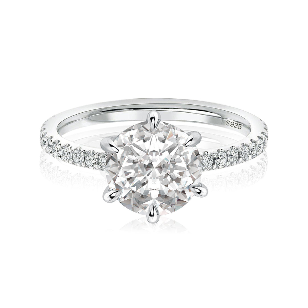 Rodiffy Moissanite 2.0Ct Round Cut 6 Prong Promise Rings For Women