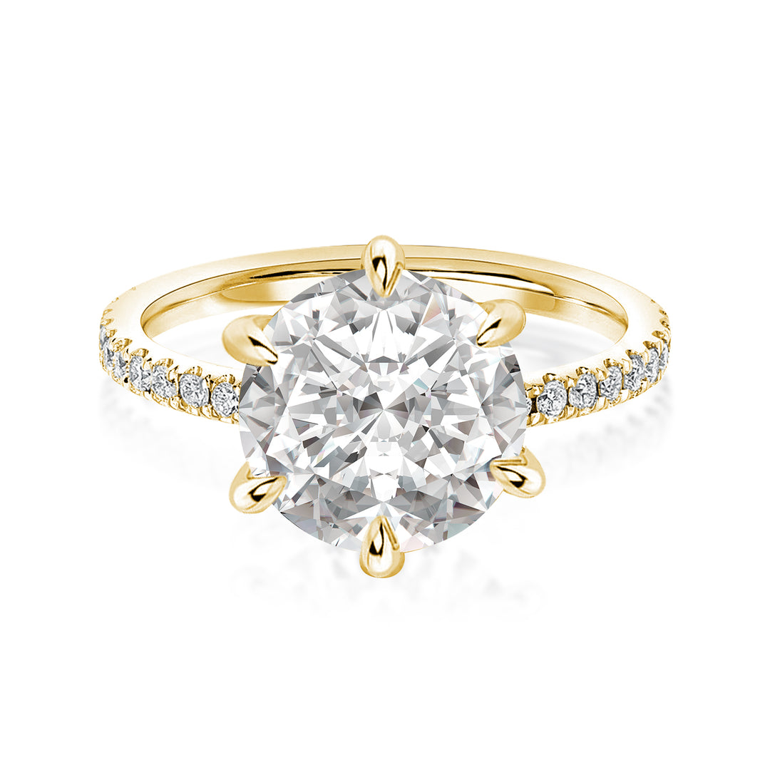 Rodiffy Moissanite 3.0 Ct Round Cut 6 Prong Yellow Gold Promise Ring