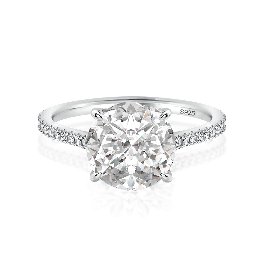 Moissanite 4.0 Ct Round White Gold Pave Engagement Ring