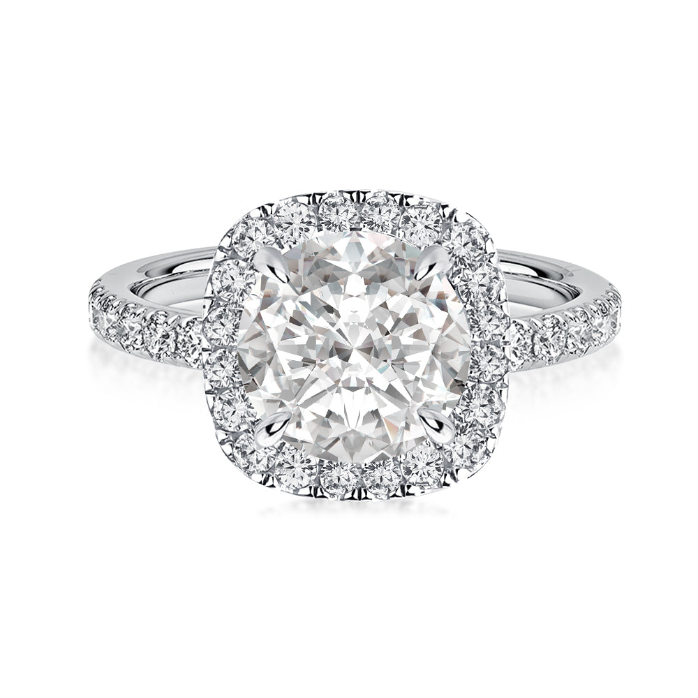 Rodiffy Moissanite 2.0 Ct Halo Round Cut White Gold Promise Ring