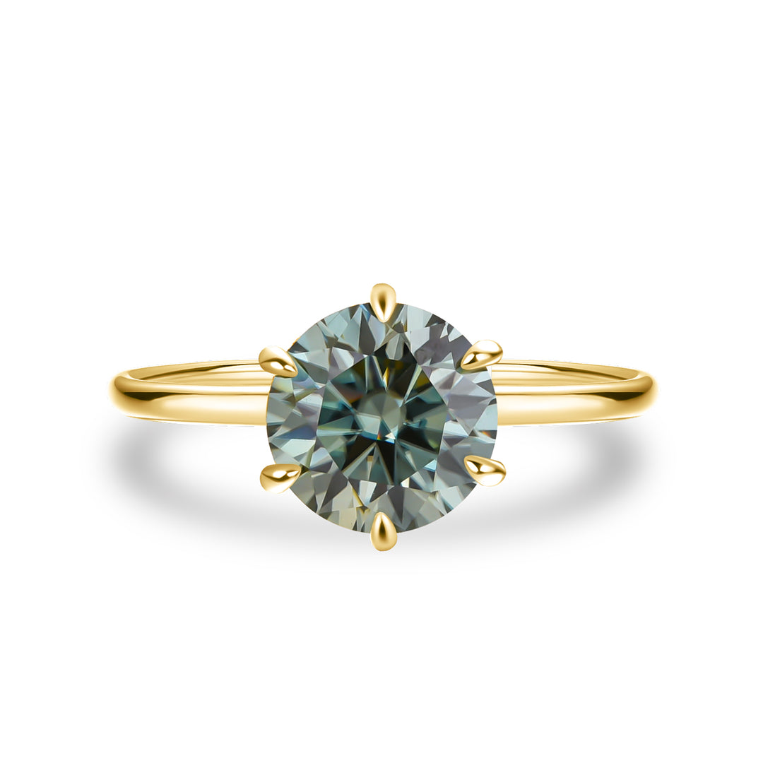 Rodiffy Moissanite 2.0 Ct Round Cut Paraiba Tourmaline Engagement Ring
