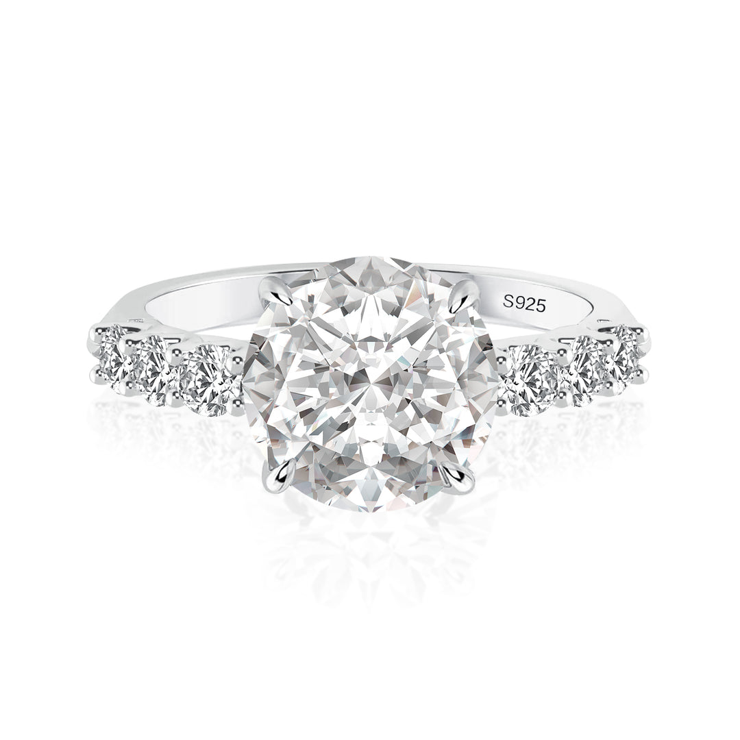 Rodiffy Moissanite 2.0Ct~4.0 Ct Round White Gold Engagement Ring