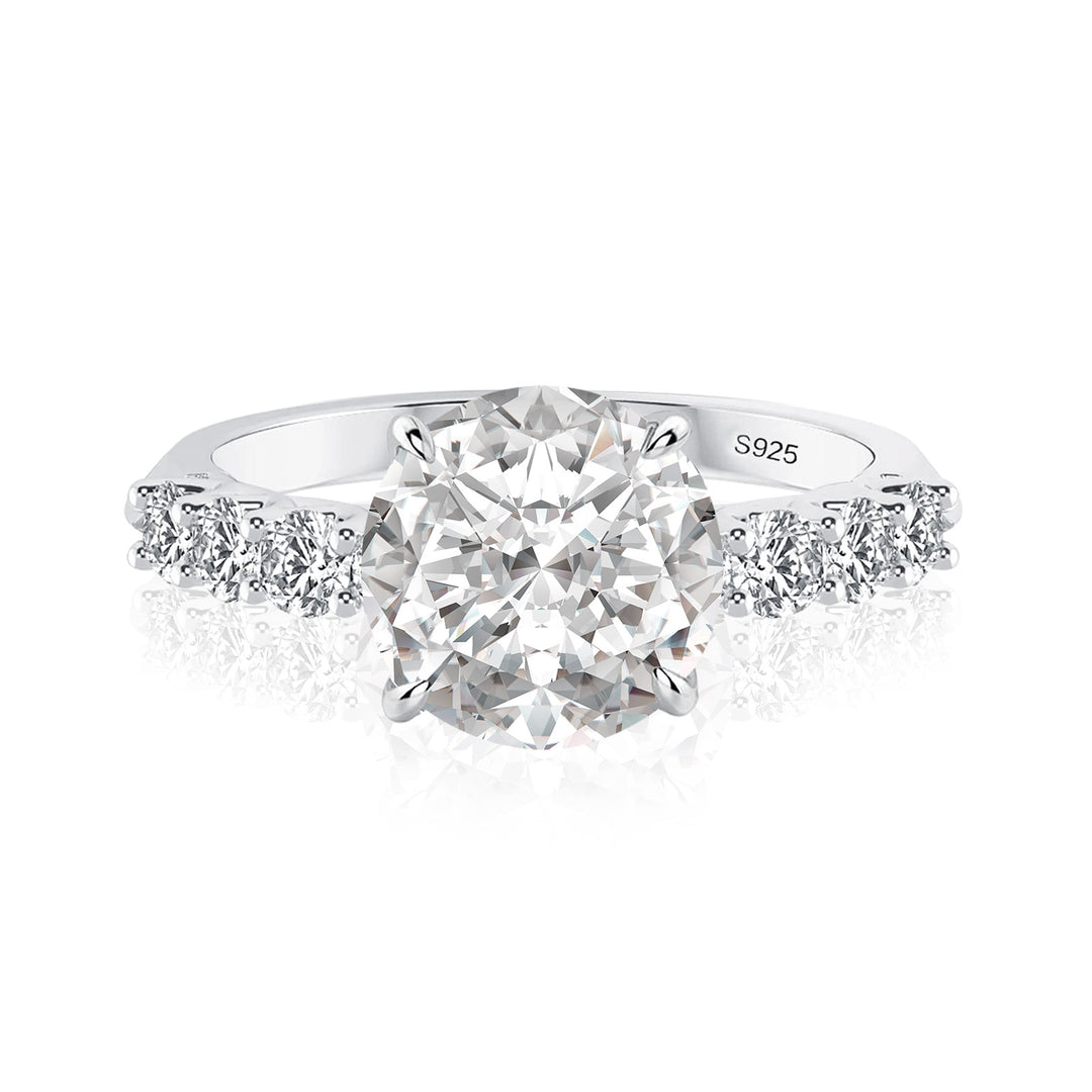 Rodiffy Moissanite 3.0Ct Round White Gold Engagement Ring