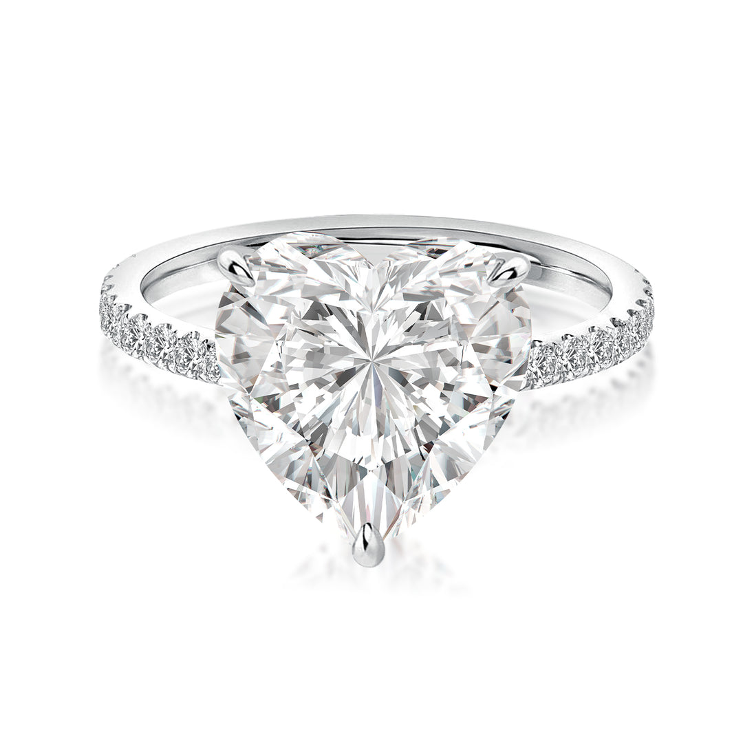 Rodiffy Moissanite 4.0 Ct Heart Cut White Gold Promise Ring