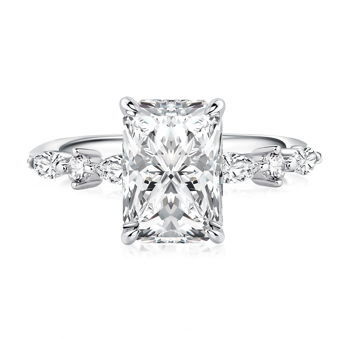 Rodiffy Moissanite 3.5 Ct Radiant Cut White Gold Travel Ring For Women